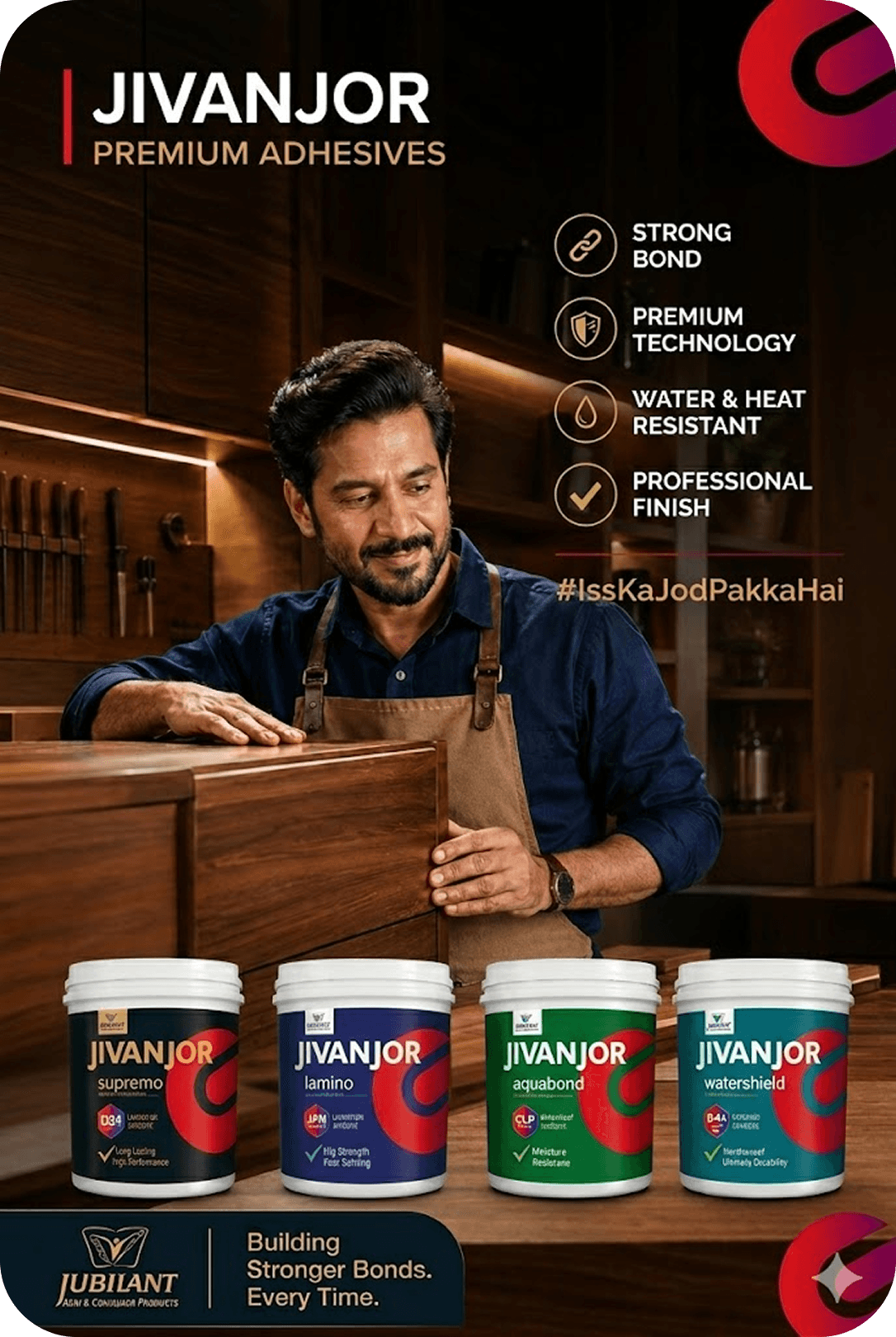 Professional using Jivanjor adhesive