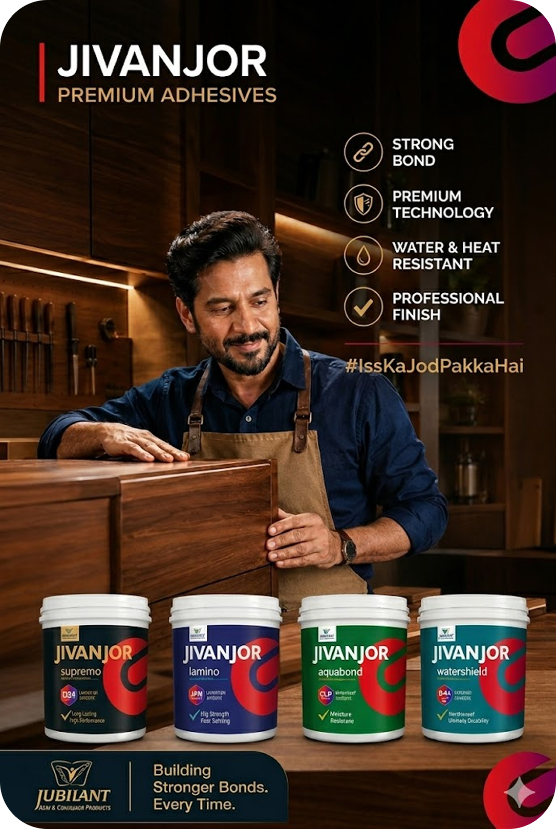 Professional using Jivanjor adhesive mobile