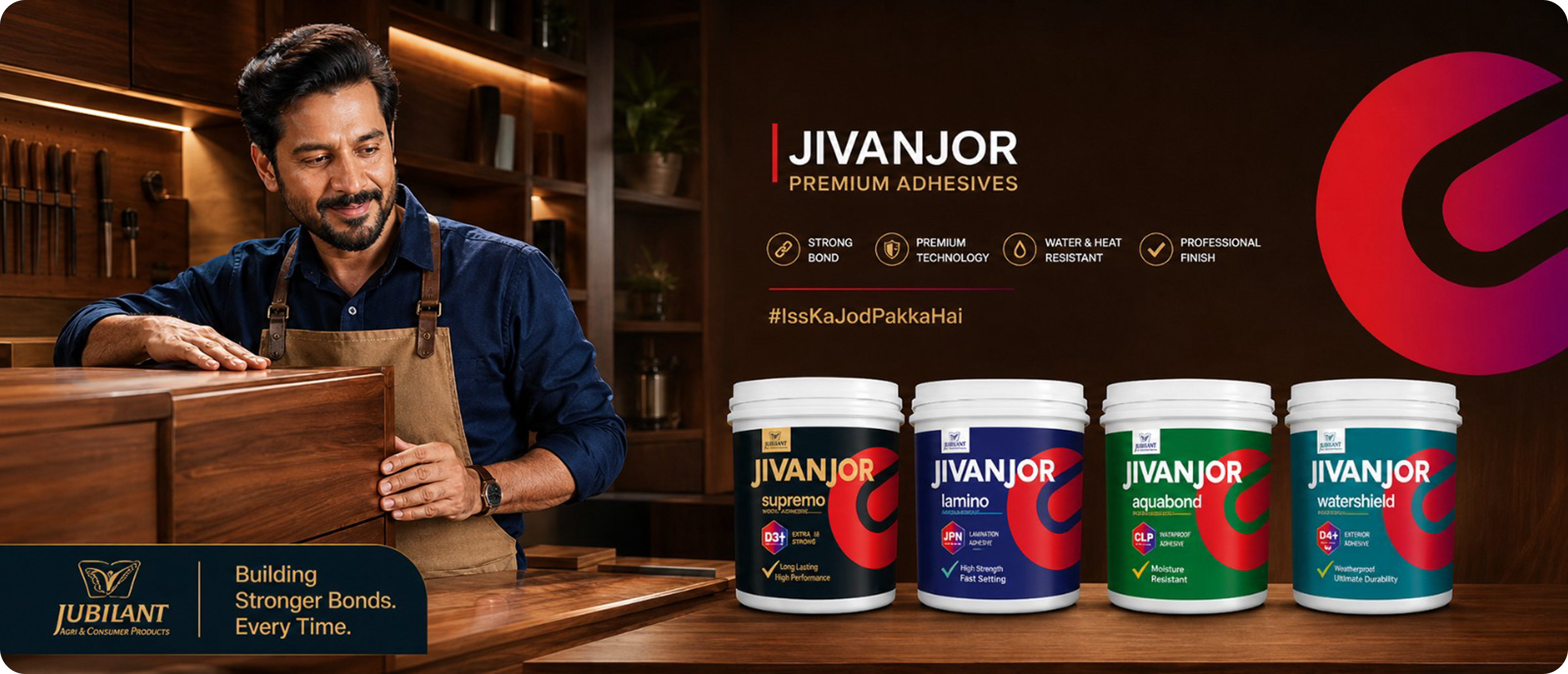 Professional using Jivanjor adhesive